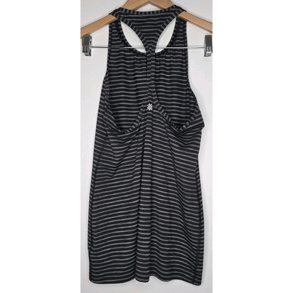 3pc Athleta Women Striped Racerback‎ Scoop Neck Stretch Tank Top White Black Grn - Picture 7 of 11